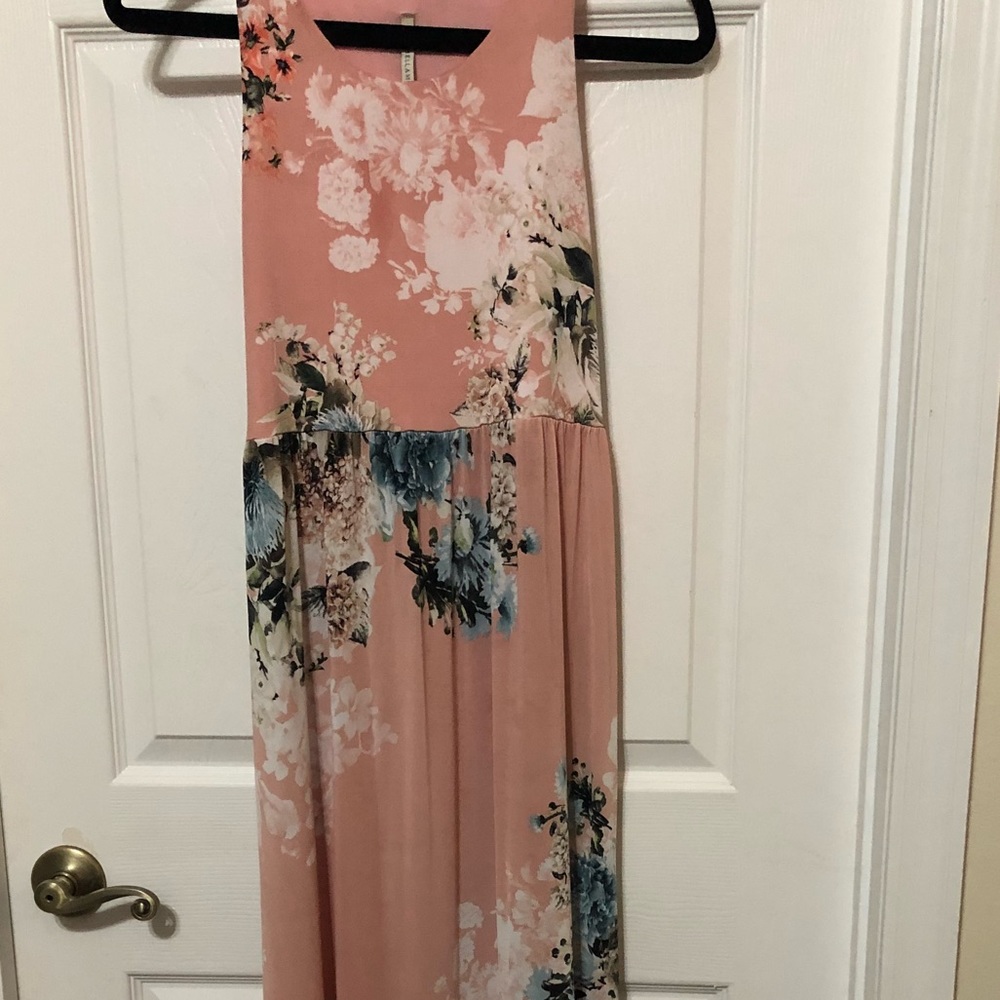 Pink floral maxi dress
